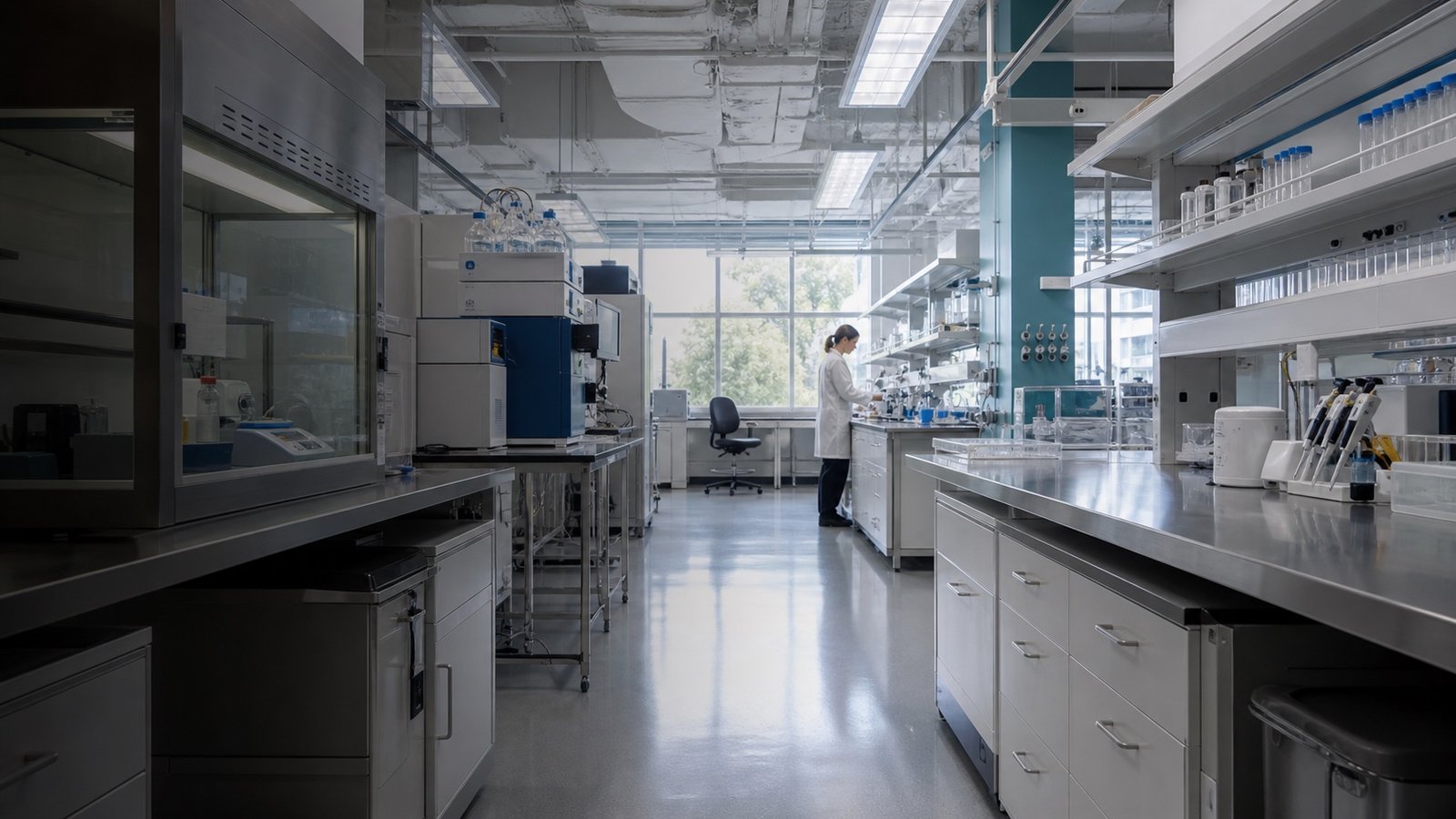Modern biotechnology laboratory workspace